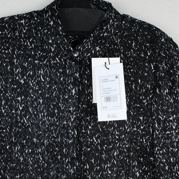 NWT Theory Chevron Burnout Button Silk Viscose Sheer Blouse Top - Picture 5 of 16